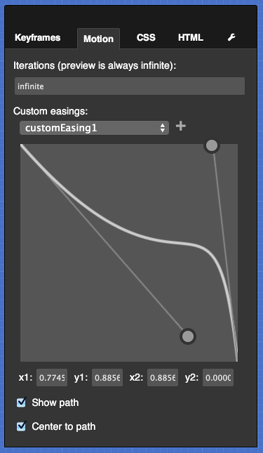 A screenshot of a bezier curve being edited.