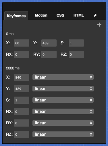 A screenshot of the Keyframes tab.